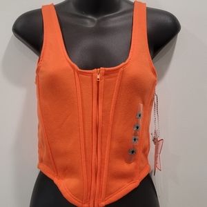 Orange Cotten Corset with Zipper Size Large